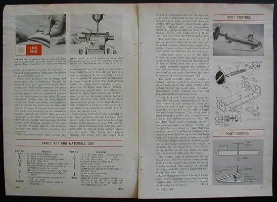 Metal Lathe Brake 1966 How-To Build PLANS South Bend Model A
