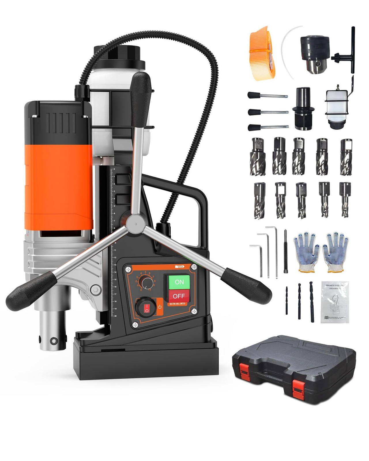 Magnetic Drill, 1650W 1.57″ Boring Diameter, 2922Lbf Power Portable Mag Drill