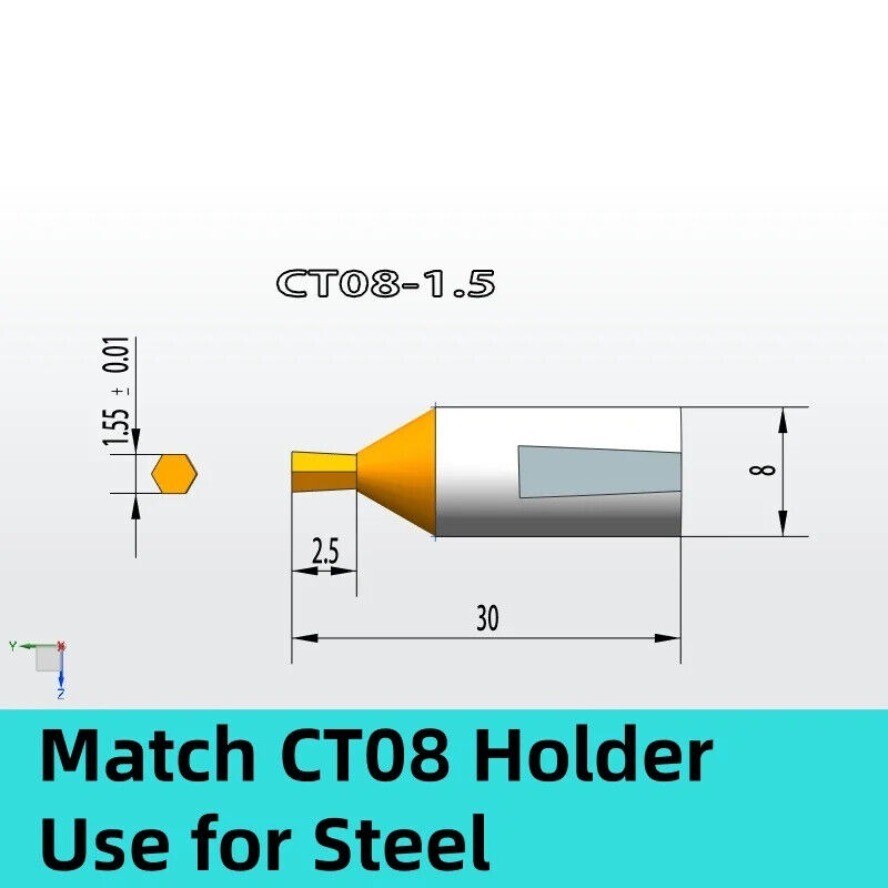 CT08 HSSTin Rotary Broach Punching Cutter Tool 8mm Shank Inner Hexagon for Steel