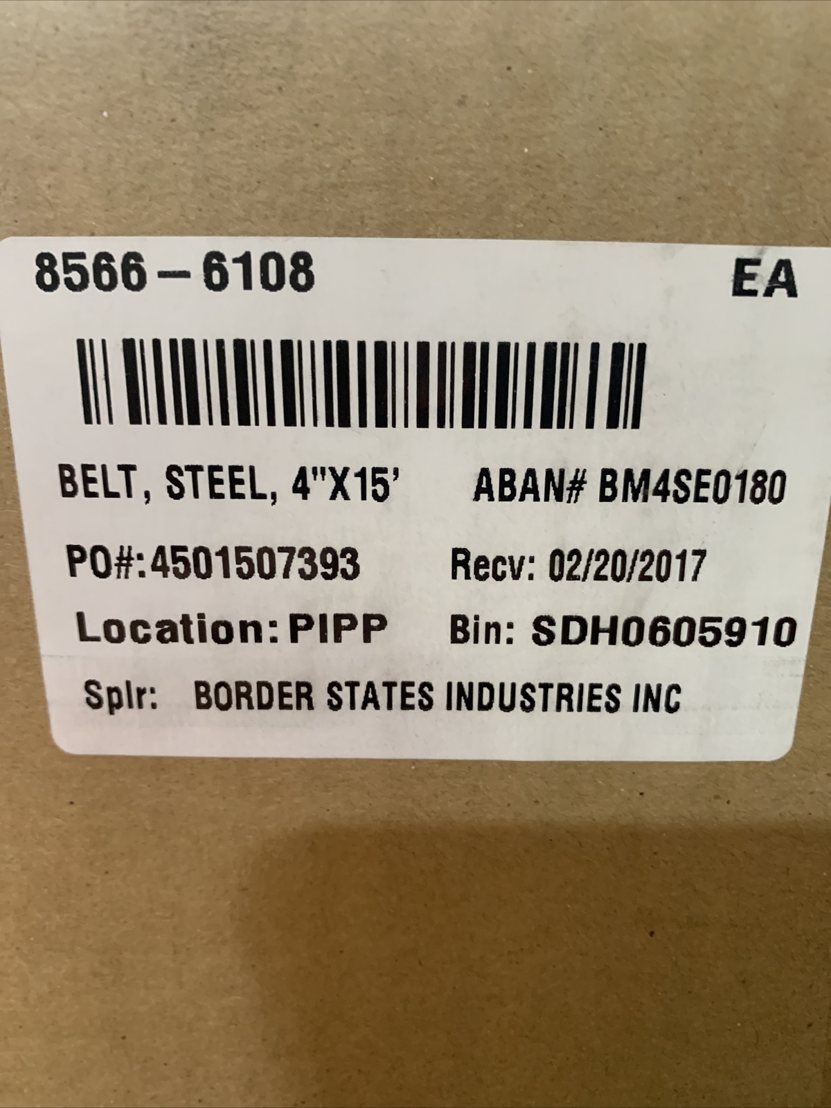NEW IN BOX ABANAKI STEEL BELT 4″ x 15′, BM4SE