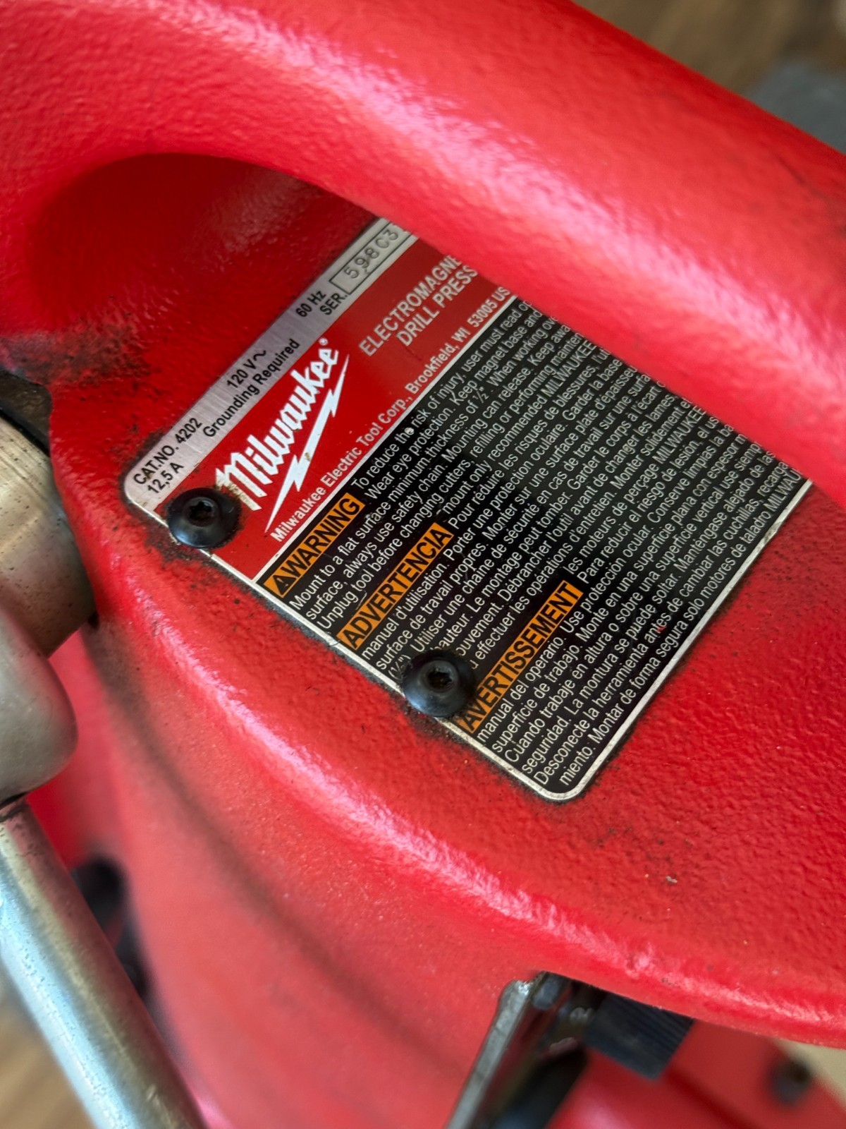 Milwaukee 4202 Drill Press Base 4262-1 ELECTRO-MAGNETIC DRILL MOTOR