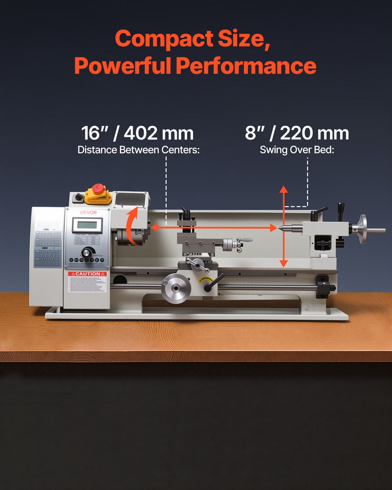 VEVOR Metal Lathe 8×16 in 650W Benchtop Lathe Machine Variable Speed 0-2500 RPM