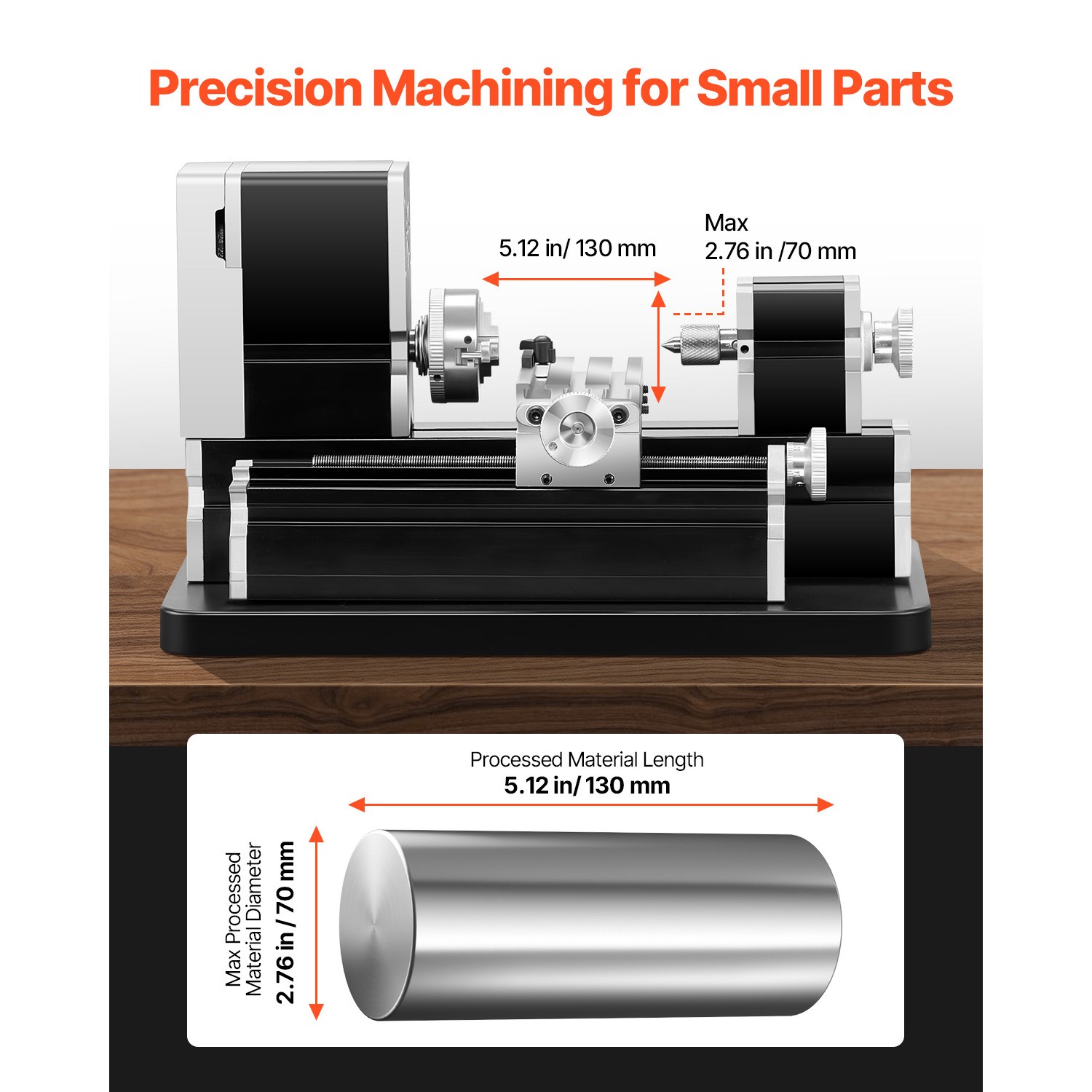 Uimoso Educational Mini Metal Lathe Machine 2.76 x 5.12 in, 36W, 20000 RPM