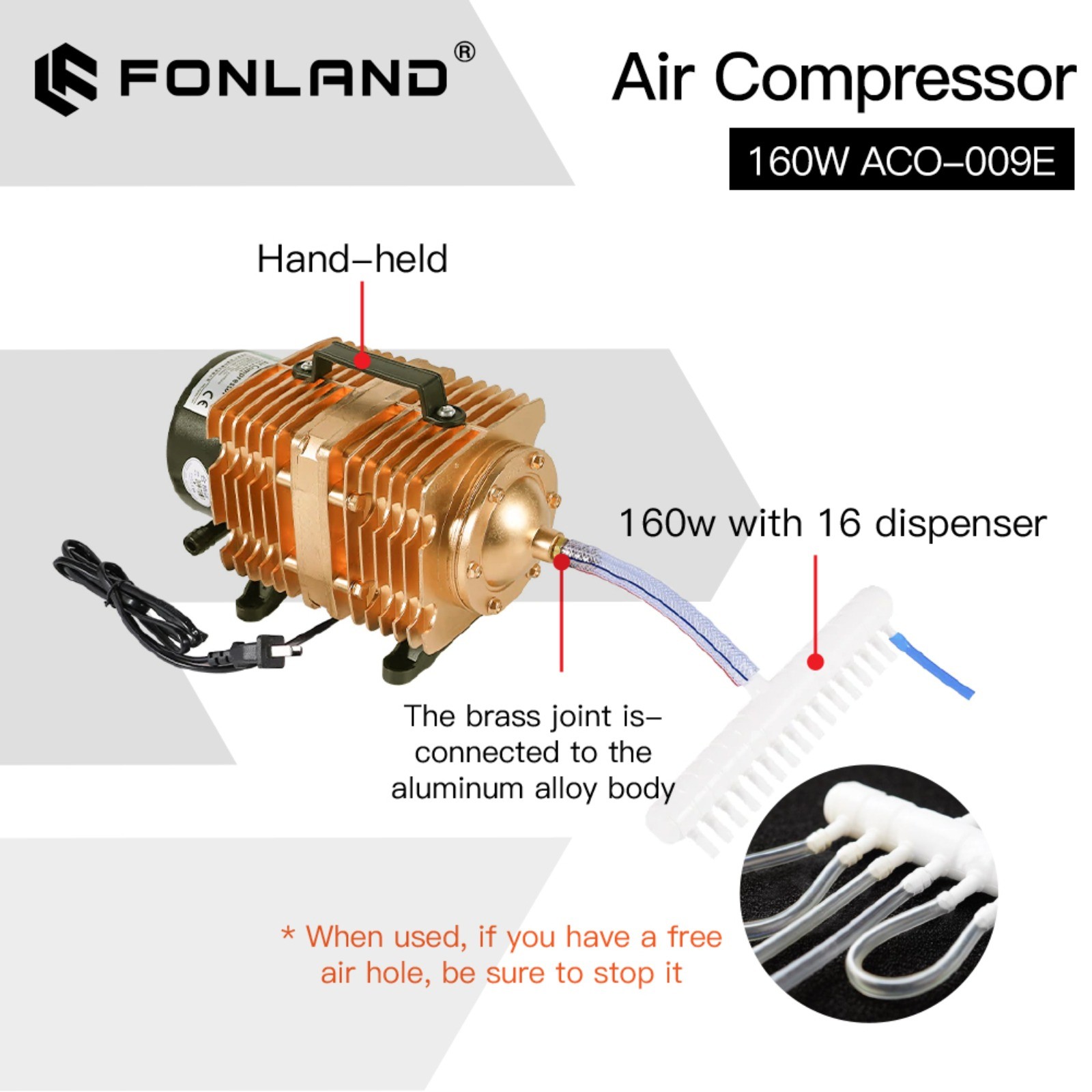 160W 220V/50HZ ACO-009E Air Compressor for CO2 Laser Engraving Cutting Machine