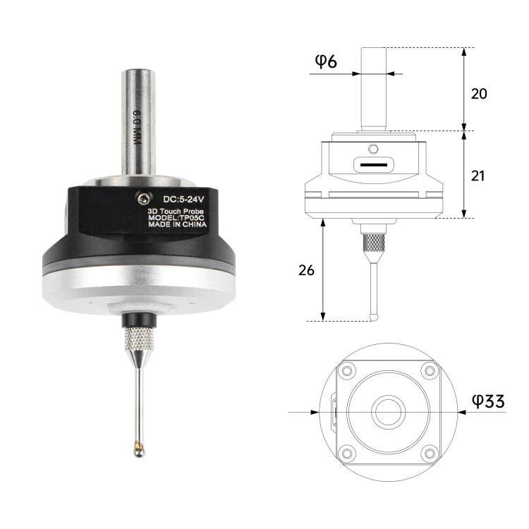 V5 Anti-Roll 3D Touch Probe Edge Finder Alignment Desktop CNC Probe mach3 grbl