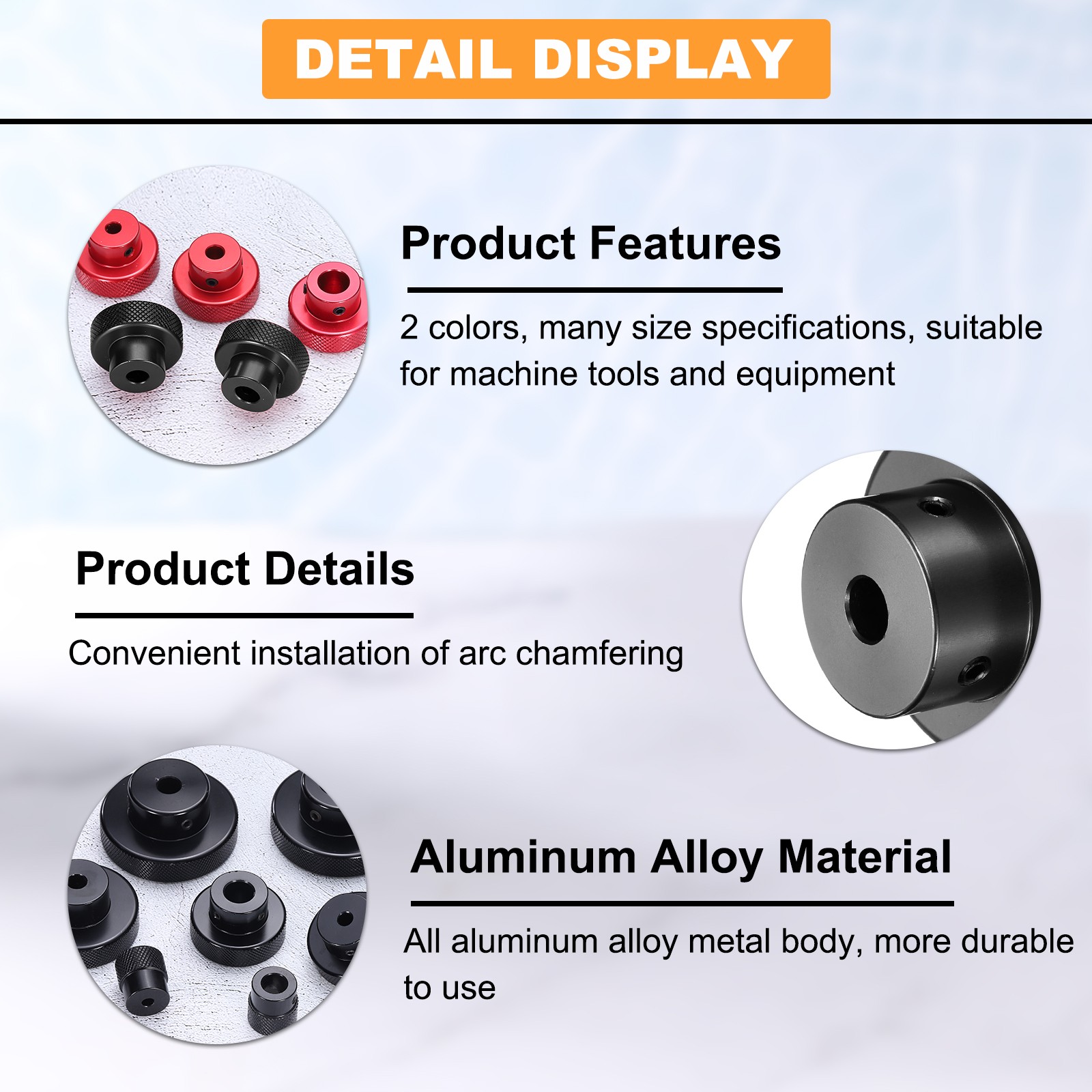 Anodization Aluminum Alloy Handwheel 7mm Bore 40mm OD Knurled Knob, Black