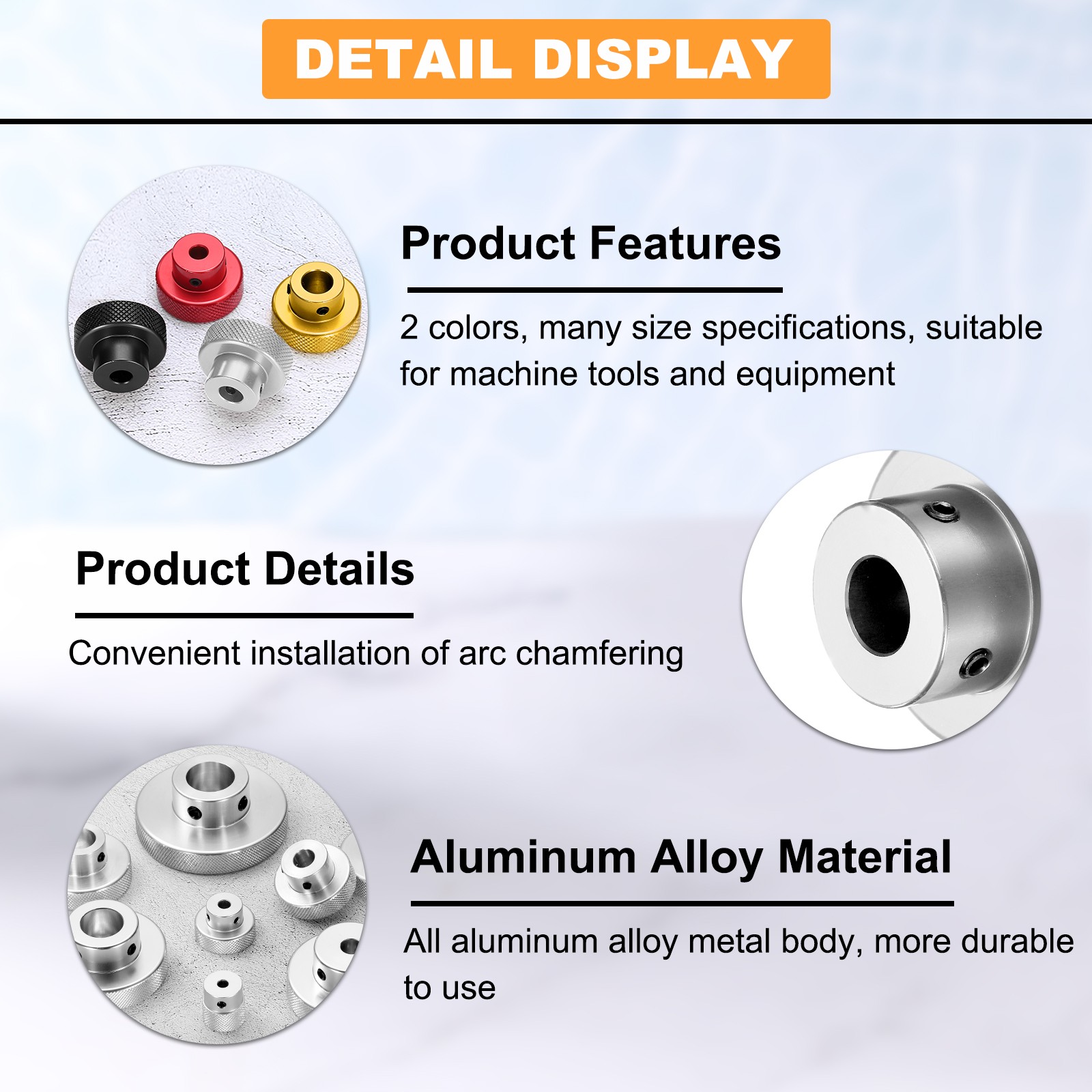 Anodization Aluminum Alloy Handwheel 10mm Bore 40mm OD Knurled Knob with Wrench