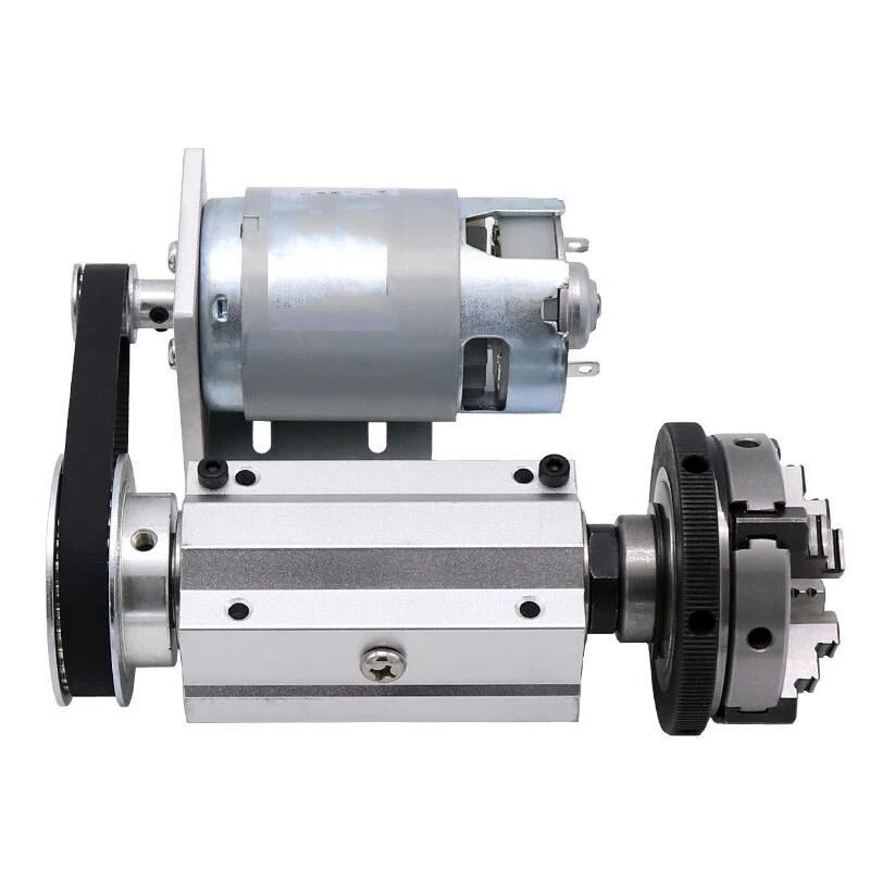 Versatile Motorized Rotary Lathe Woodworking Spindle DIY Slide Assembly + Chuck