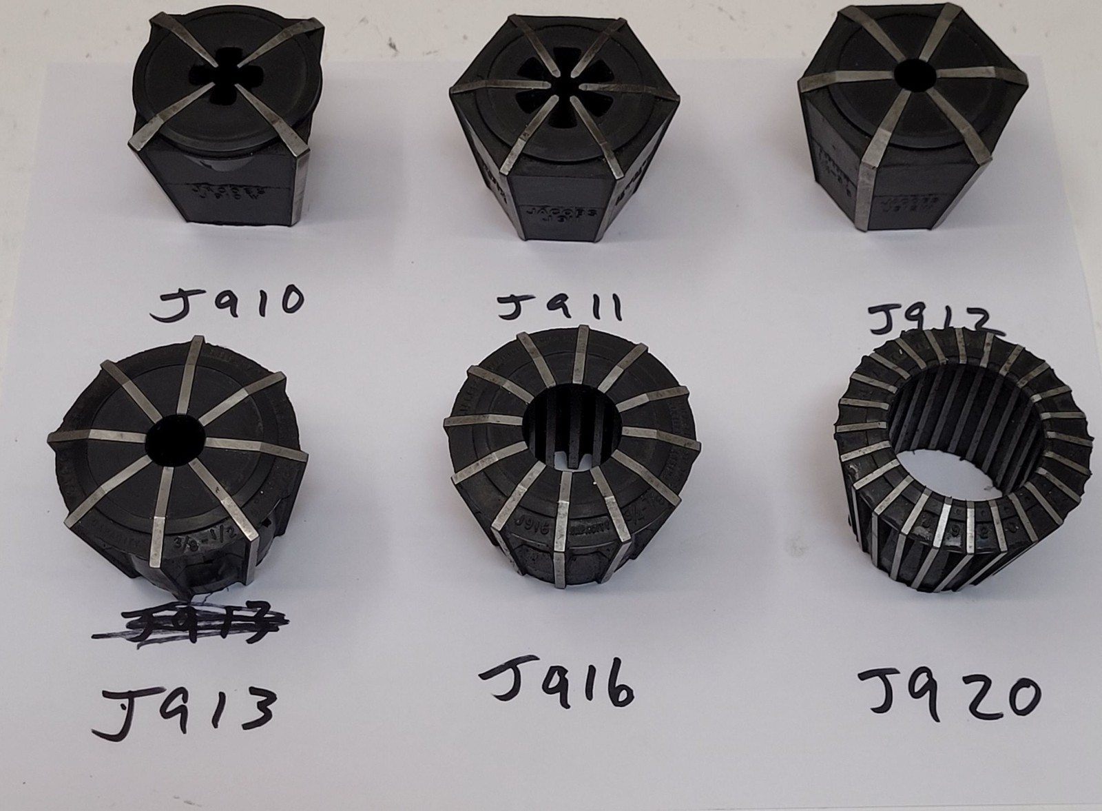Jacobs Rubber Flex Collets – Various Sizes – Set of 6
