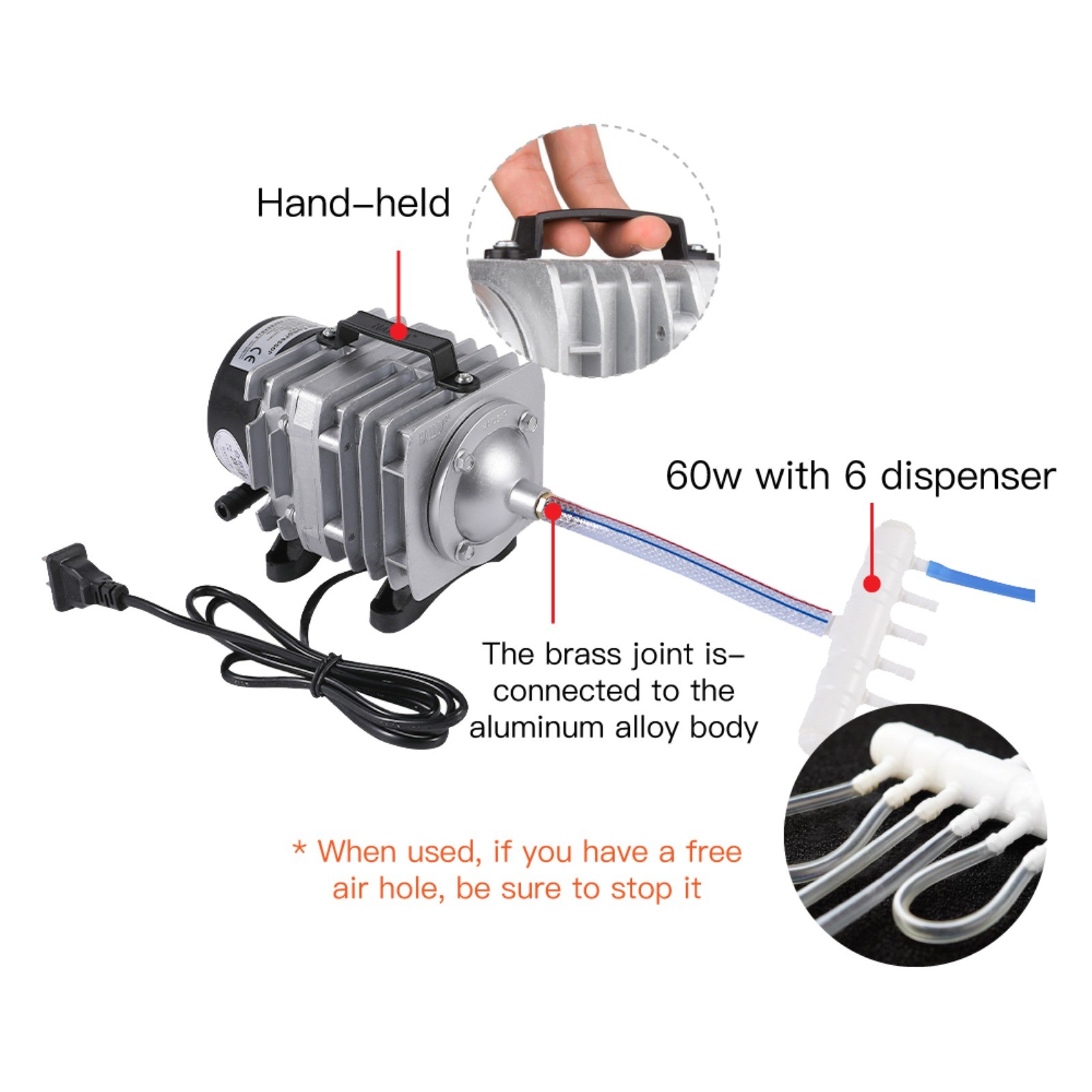 ACO-328 60W Electrical Magnetic Air Pump for CO2 Laser Engraving Cutting Machine