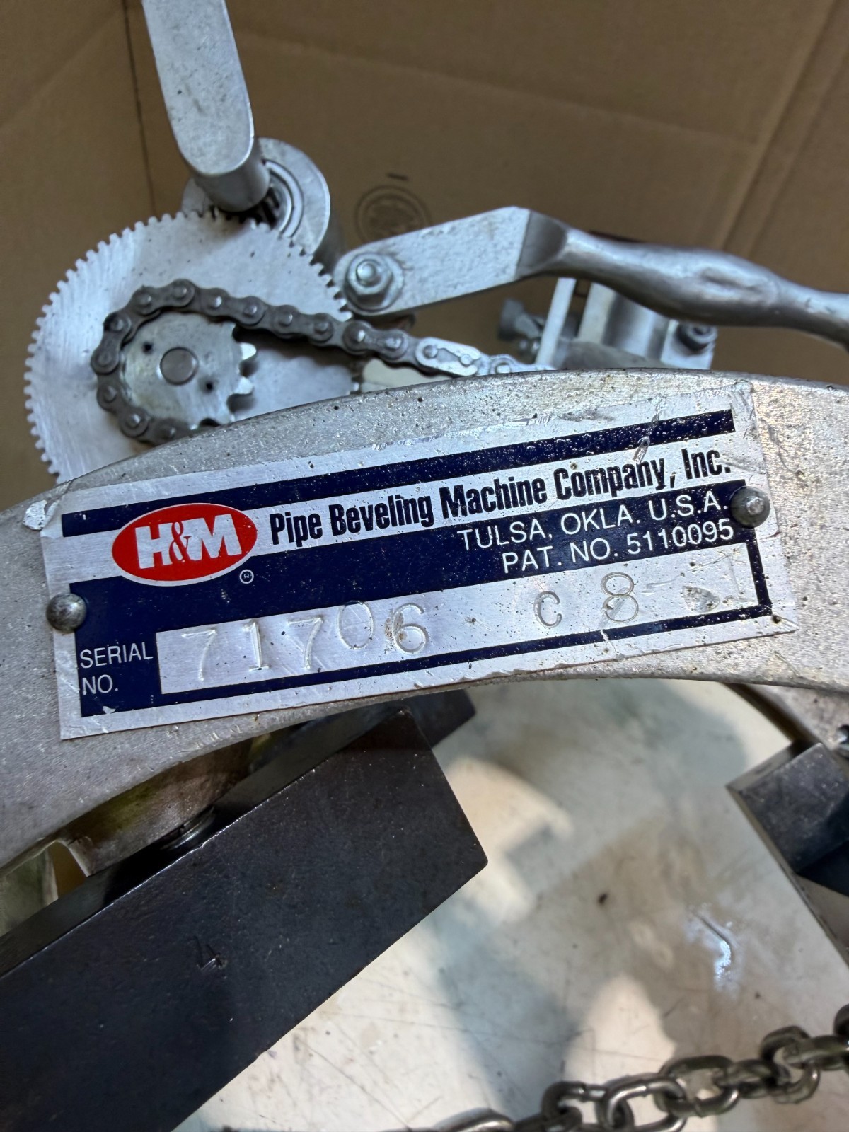 H&M Model #1 Aluminum Pipe Beveling Machine 3-8″ Used w/ Torch Holder