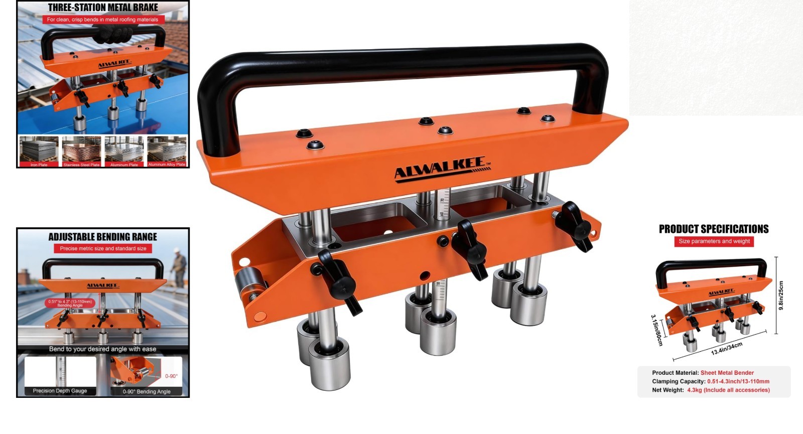 Heavy-Duty 3-Station Edge Roller Bender – Adjustable 0-90° Sheet Metal Tool