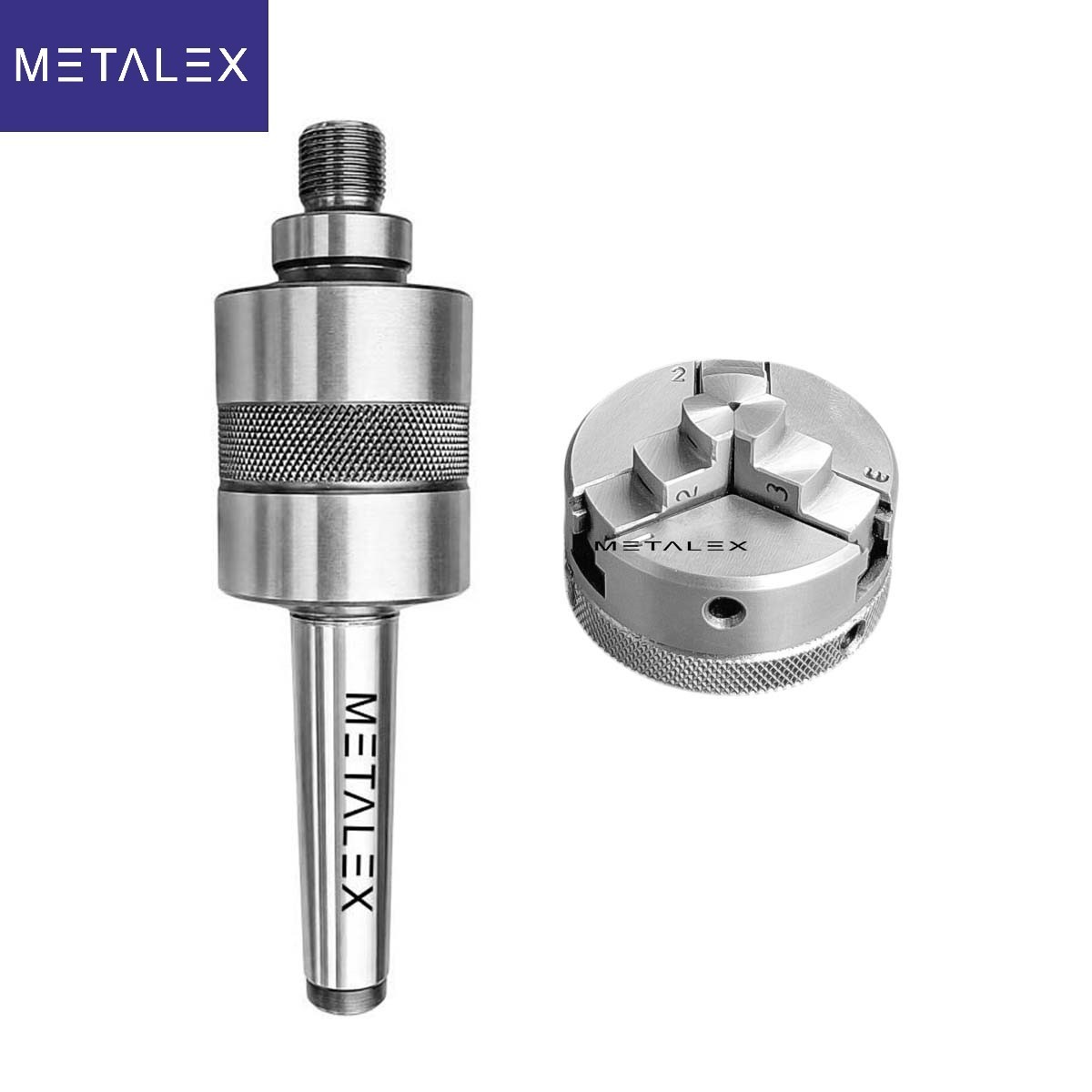 2″ 3 Jaw Self Centering Lathe Chuck MT3 Live Revolving Center Tailstock Adapter