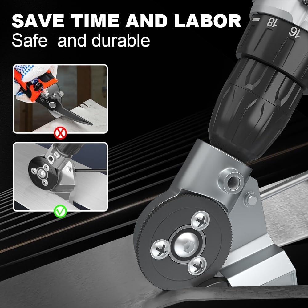Professional Drill Attachment for Effortless Metal Cutting – 360-Degree Rotation