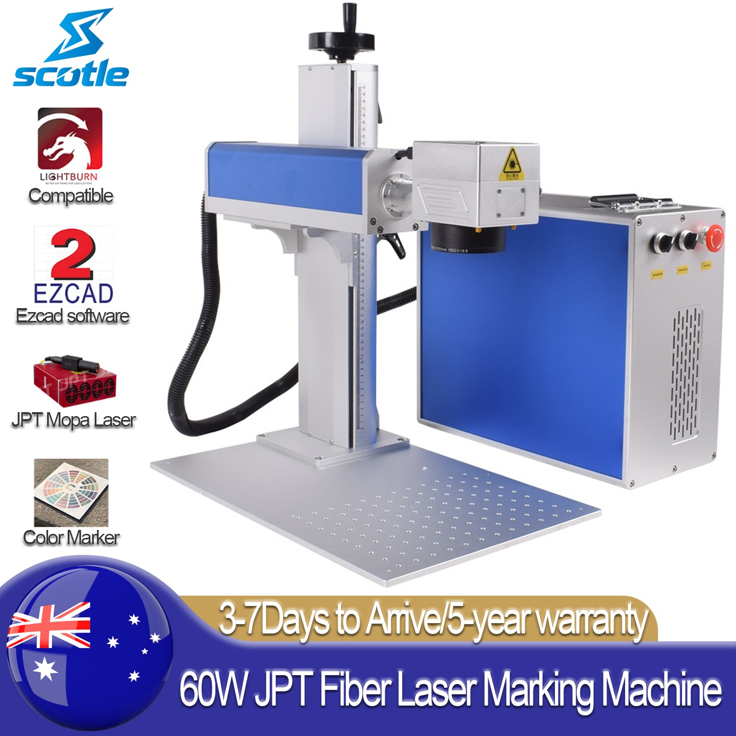 Scotle 60W JPT M7 Fiber Laser Marking Machine Metal Steel Color Marker Engraving