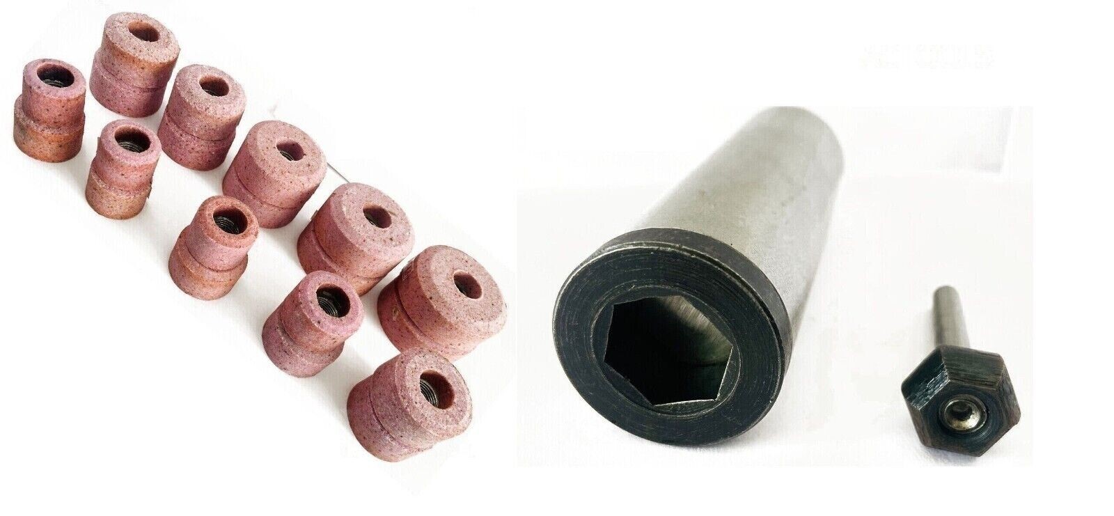 B&D VALVE SEAT PINK GRINDING WHEELS SET 20 PCS STONE HOLDER HEX DRIVE 9/16″