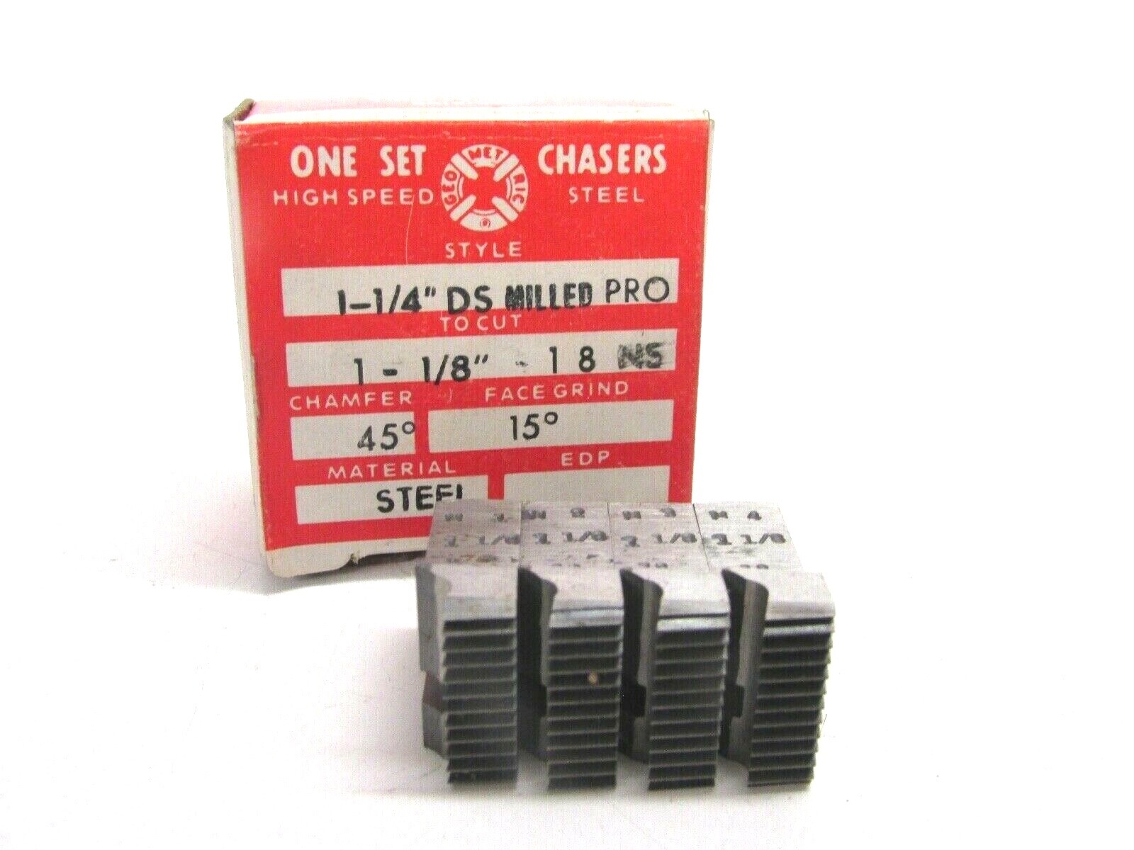 (4) GEOMETRIC INSERT CHASERS 1-1/4″ DS MILLED 1-1/8″-18 NS, 15º HOOK 45º CHAMFER