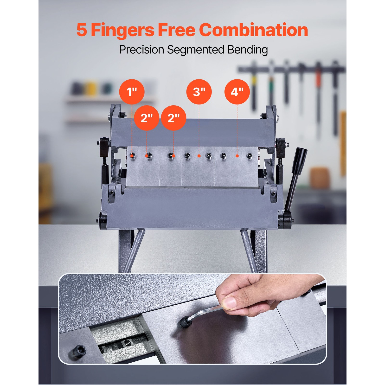 Uimoso 12 in Sheet Metal Bender with Adjustable Angle and 5 Removable Fingers