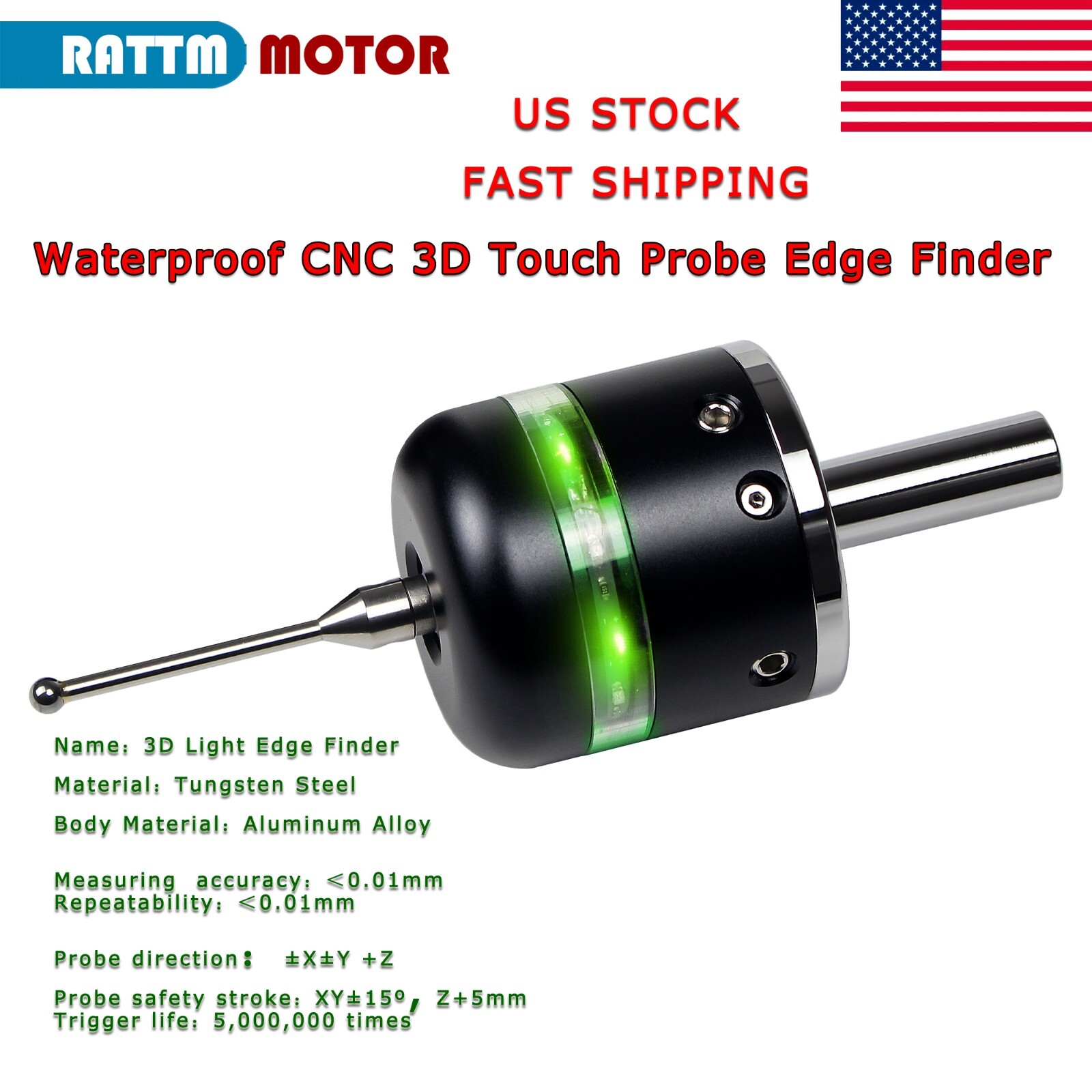 【US】MF60 Waterproof CNC High Precision 3D Touch Probe Edge Finder Trigger Finder