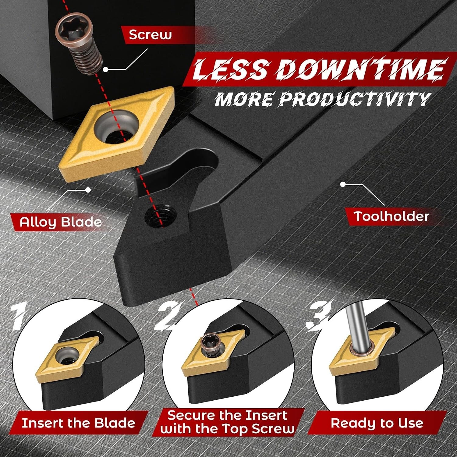 21Pcs Indexable Lathe Turning Tool Kit