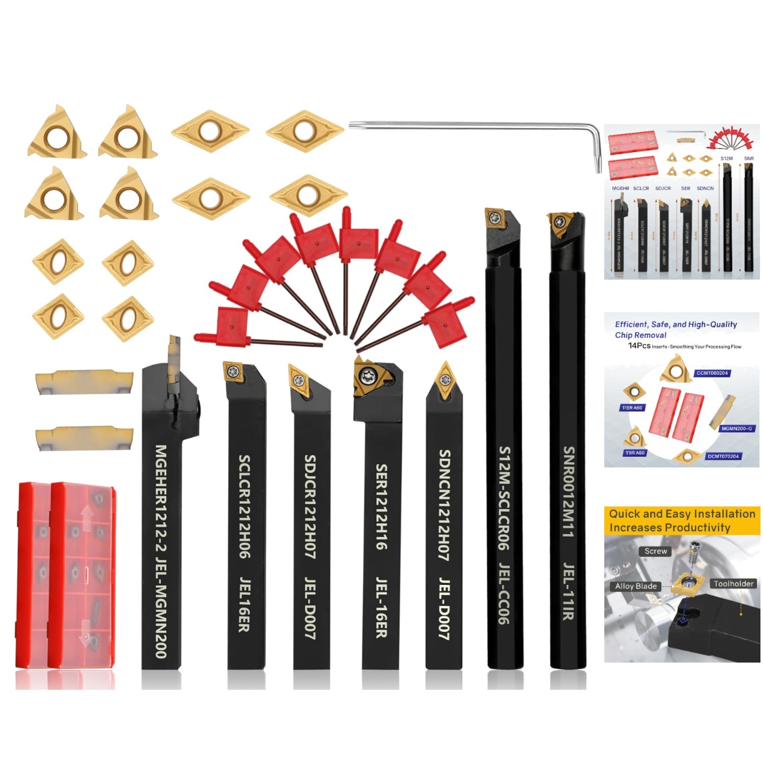 21-Piece Indexable Lathe Turning Tool Set – Precision Machining Kit 1/2” Shank