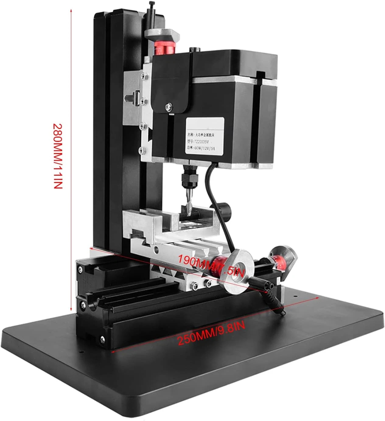 60W Mini Milling Machine – 12000RPM Multifunctional DIY Lathe for Metal & Wood