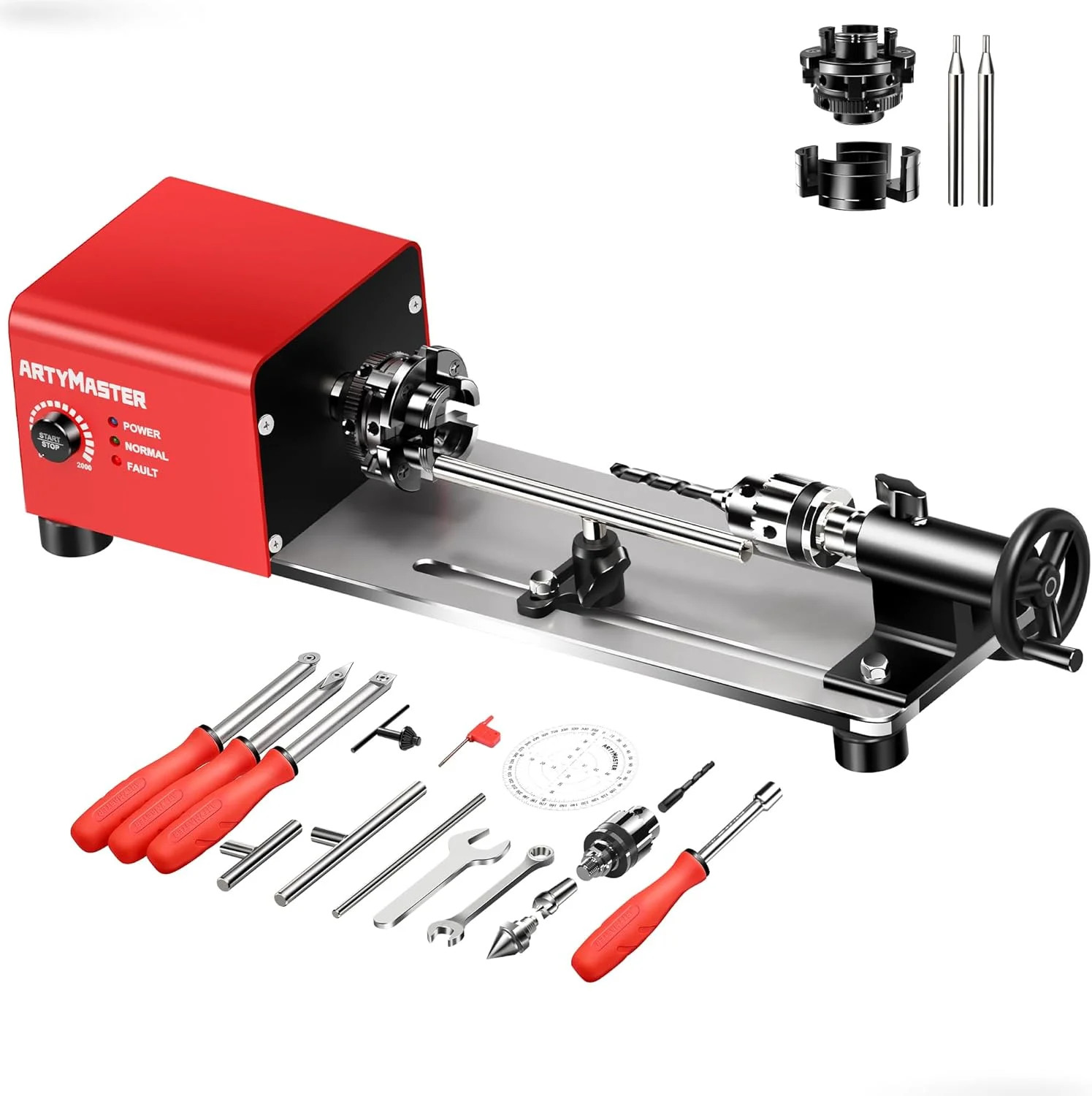 Mini Lathe, WM101A-Plus Mini Wood Lathe Machine, 24VDC 96W Power Lathe, Small Be