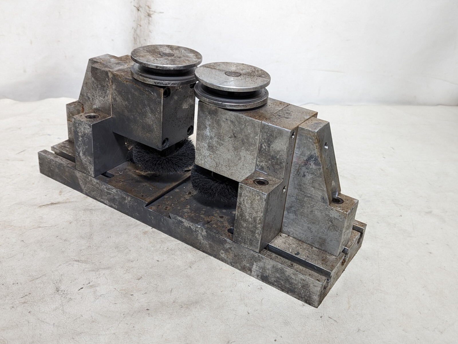 Custom-made pass-through deburrer/polisher, adjustable, as pictured