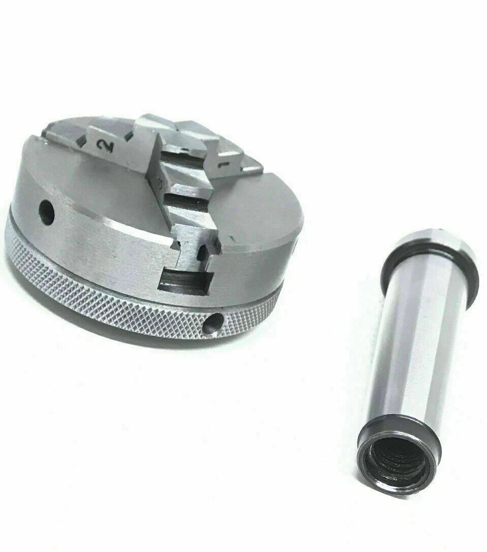 3 Jaw 2-1/2″ 65mm Self Centering Mini Lathe Chuck & MT3 Drawbar – M12 x 1.75