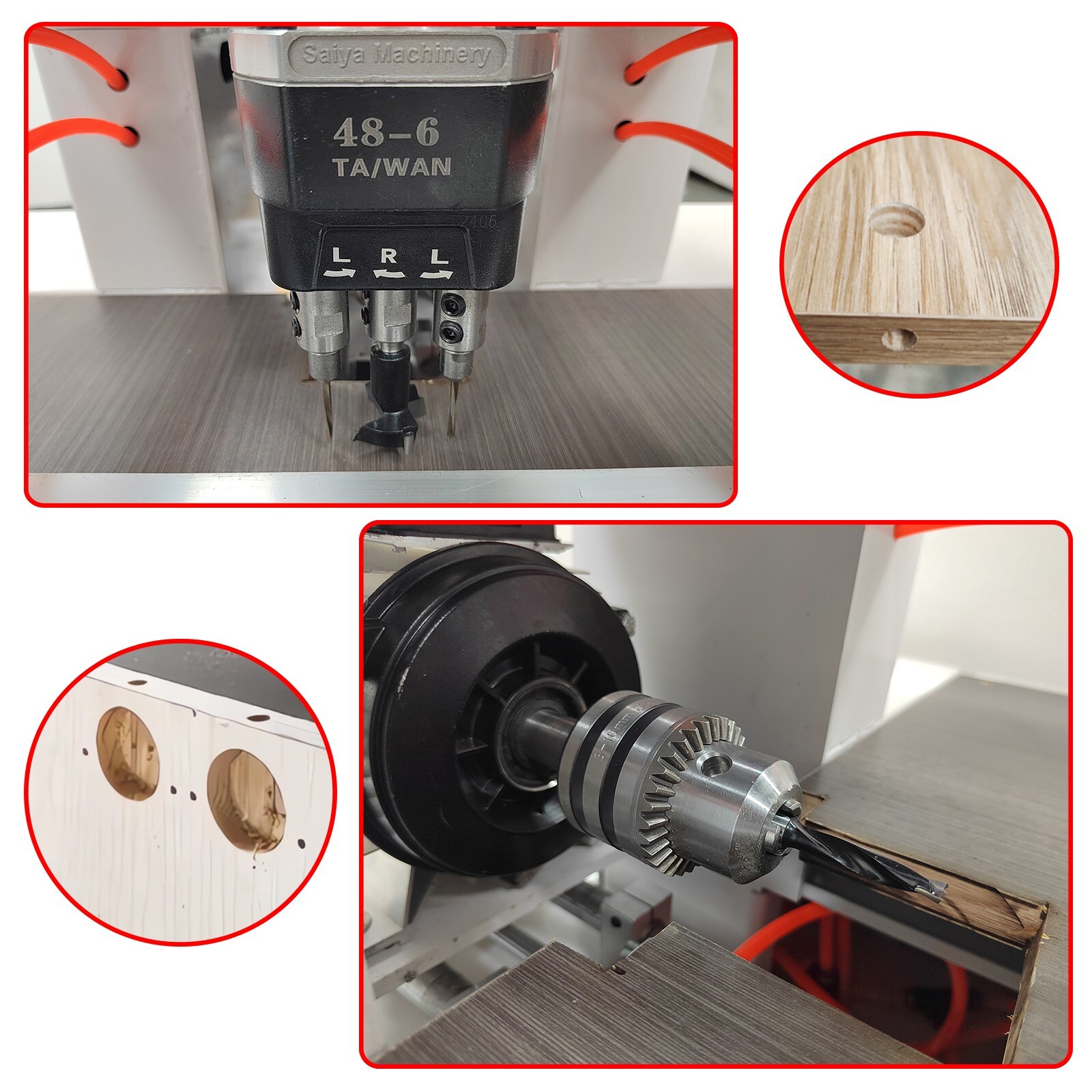 110V 48-6 Woodworking Horizontal Vertical Drilling Machine 3-16mm Drill Chuck