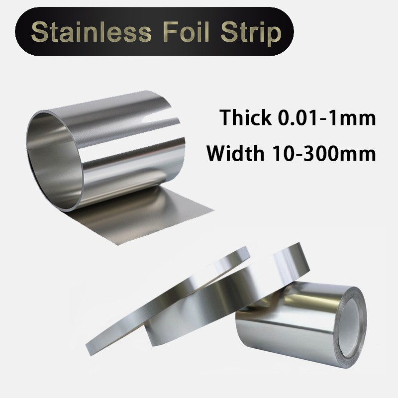 1M Stainless 304 Foil Band Stainless Sheet Strip Thick 0.01-1mm Width 10-300mm