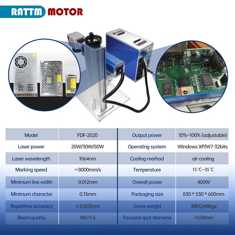 Raycus/JPT M7 MOPA 20W 30W 50W 60W Fiber Laser Marking Machine Engraving Metal
