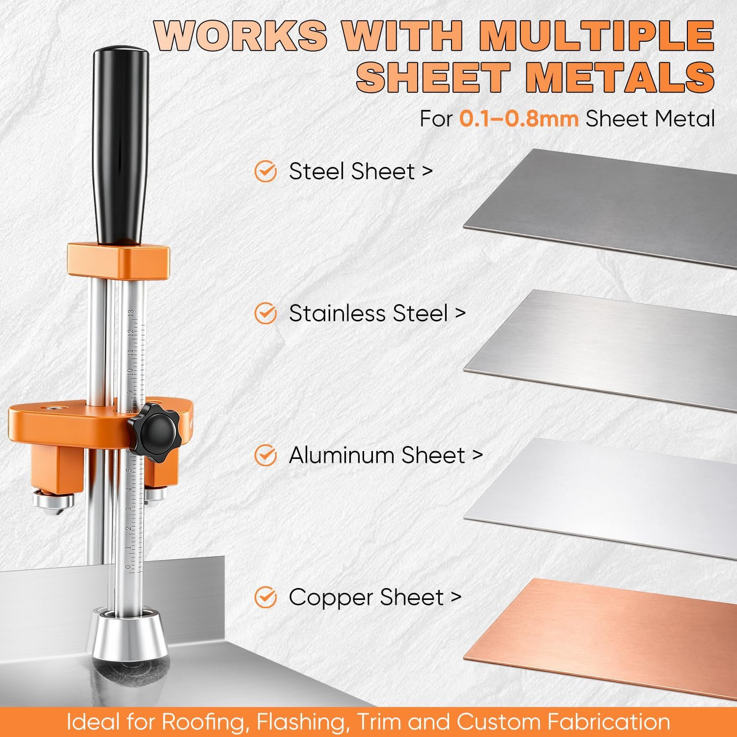 5-Inch Sheet Metal Roller Bender, Adjustable Metal Edge Bending Tool for Roofing