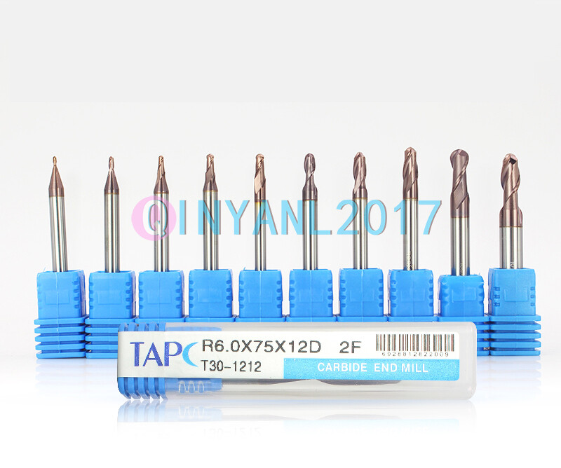 1PCS New Tungsten Steel 2 Flute R Ball Nose End Mill Router Bit Cutter Tool