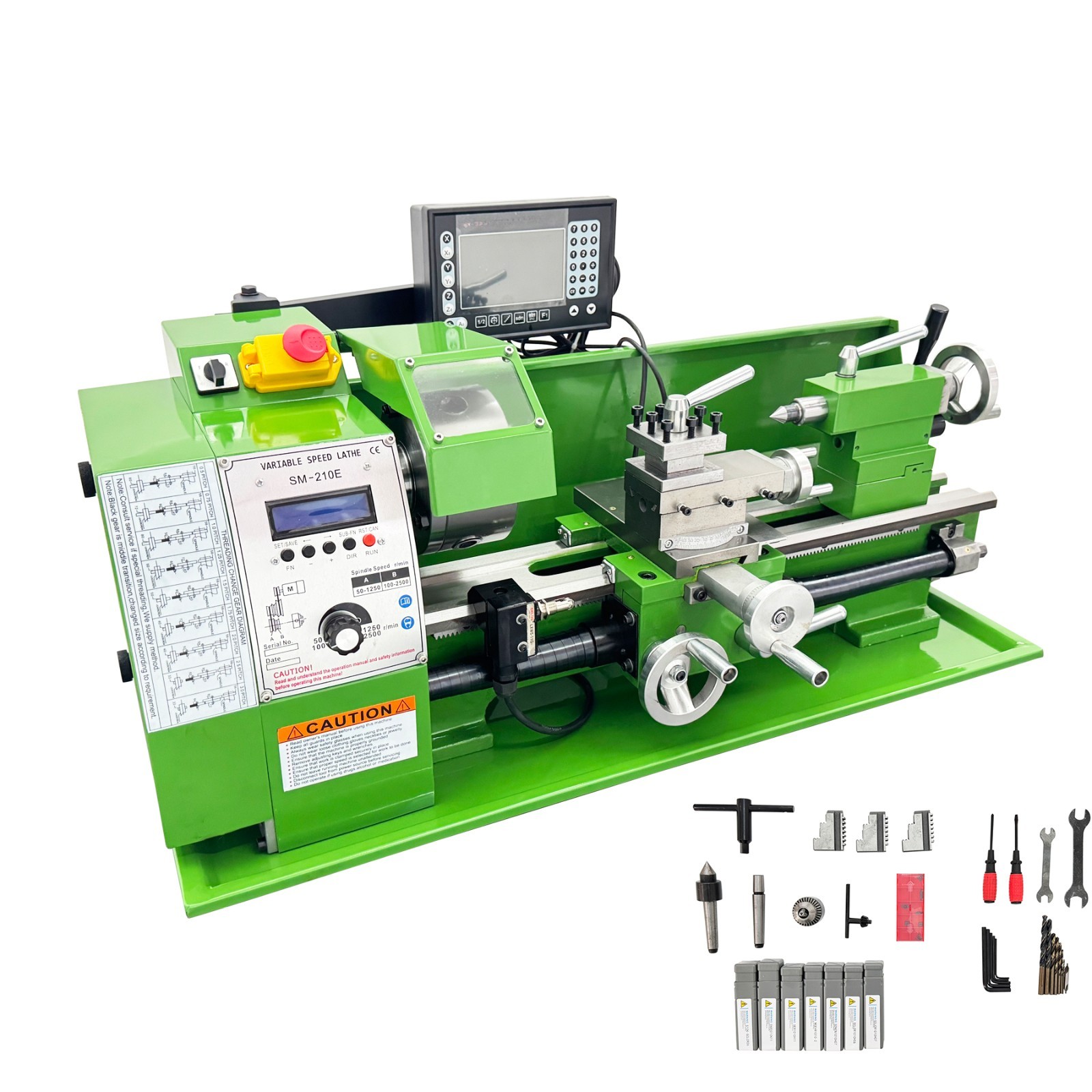 8”*16” Precision Instrument Metal Lathe Bench with Digital Grating Scale 110V