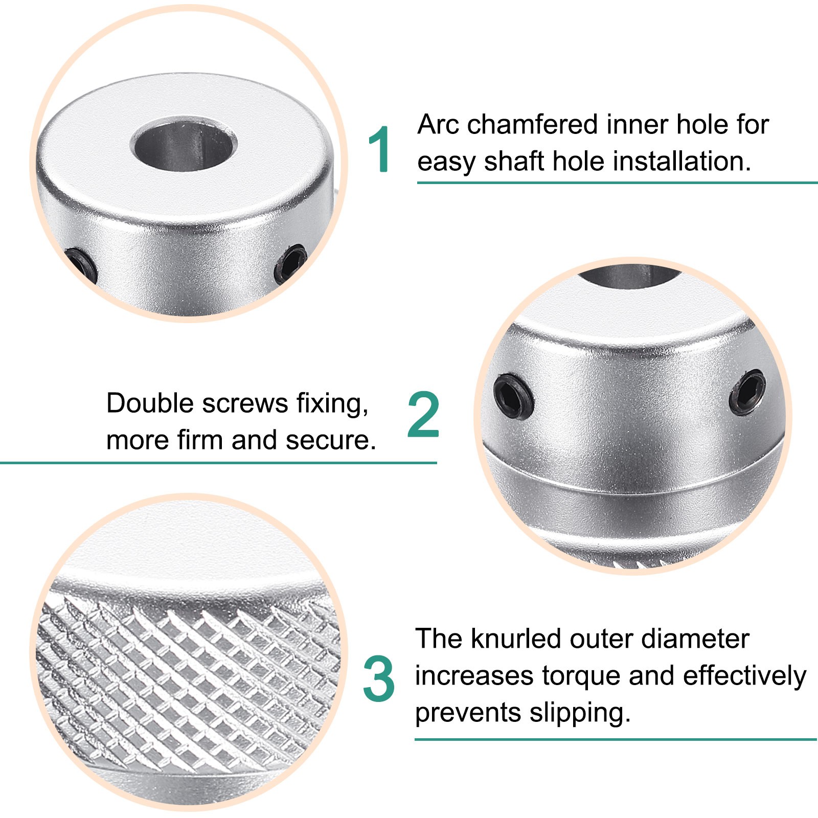 Aluminum Alloy Handwheel 40mm OD 8mm Bore Hand Wheel for Lathe, Silver