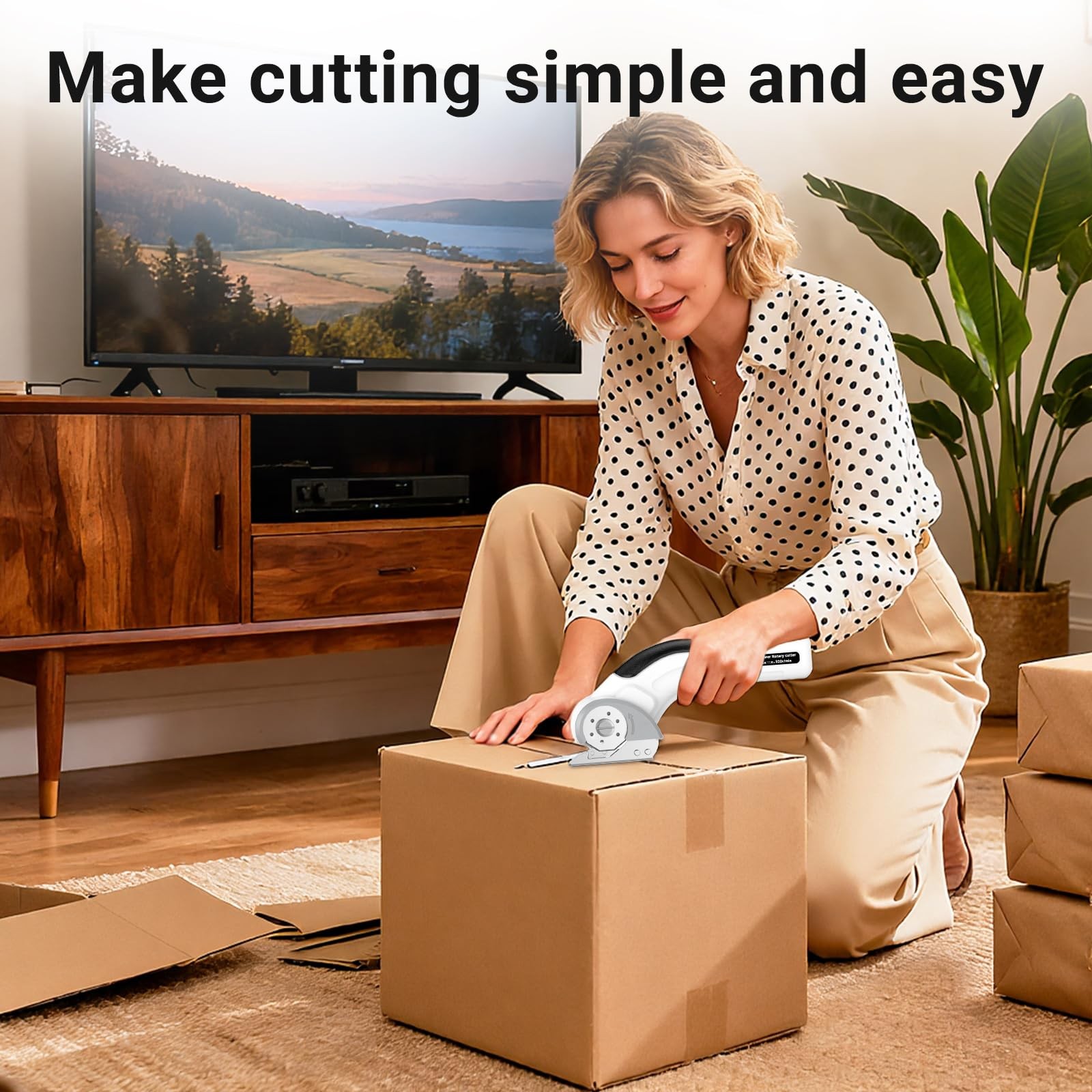 Cordless Electric Scissors 4V Rechargeable Fabric Cardboard Cutter Safety Lock