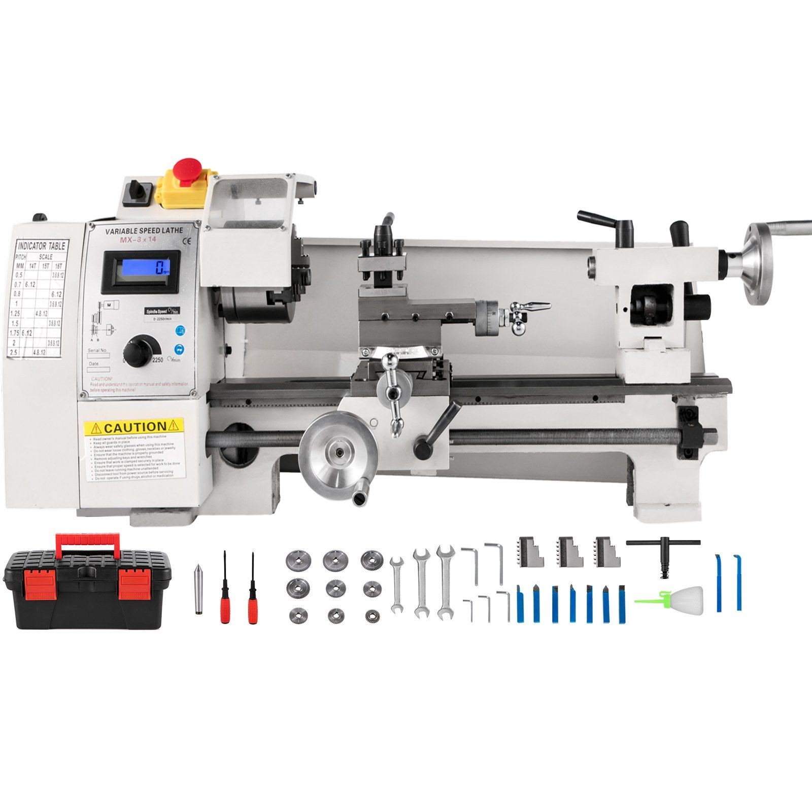 650W Variable Speed 8×14 Metal Lathe 2250RPM Precision Compact