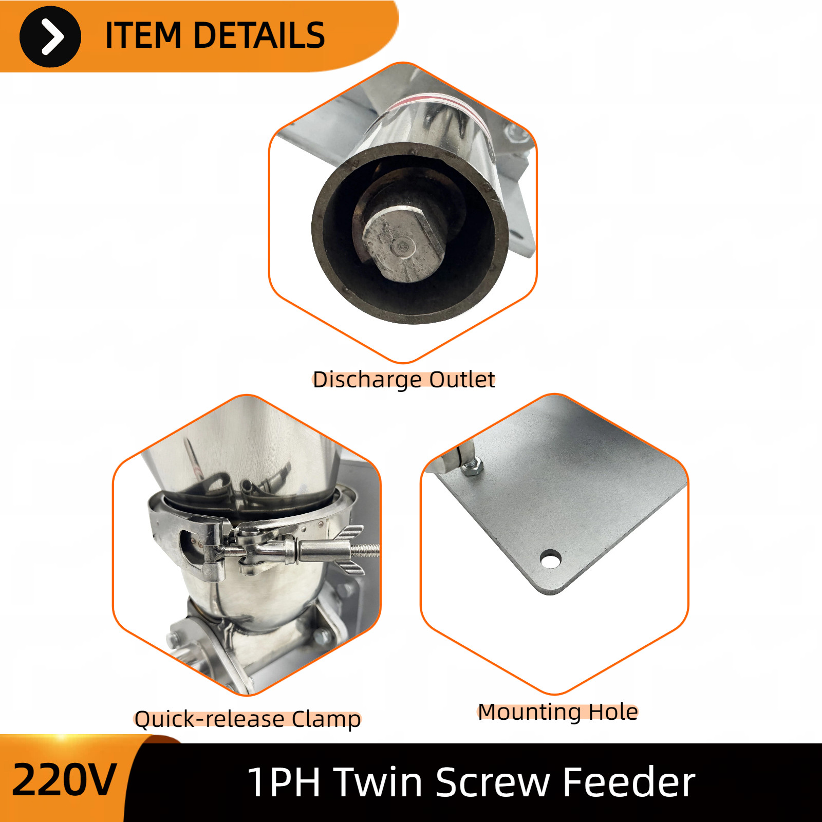 220V 1PH Single-Screw Volumetric Feeder 0.6-3kg/h for Granule Solid Materials