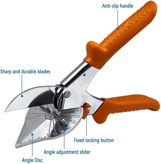 Multi Angle Miter Shear Cutter Adjustable 45-135Deg Safety Lock Hand Tools