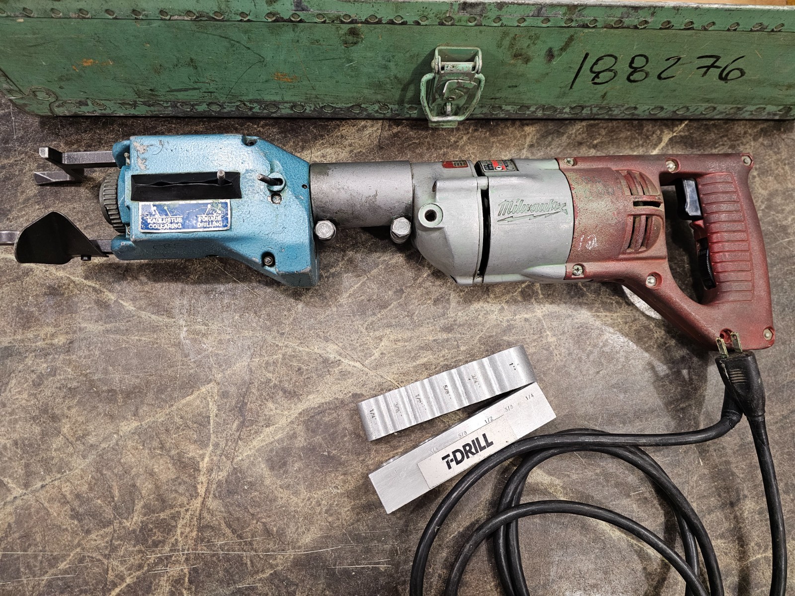 T-Drill T-50 Corded Copper Pipe Notcher Forming kit With 7 Bits GUC -Milwaukee
