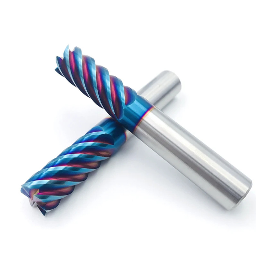 6/8/10/12mm 6 Flute Carbide End Mill CNC Milling Cutter HRC68 Nano Blue Coating