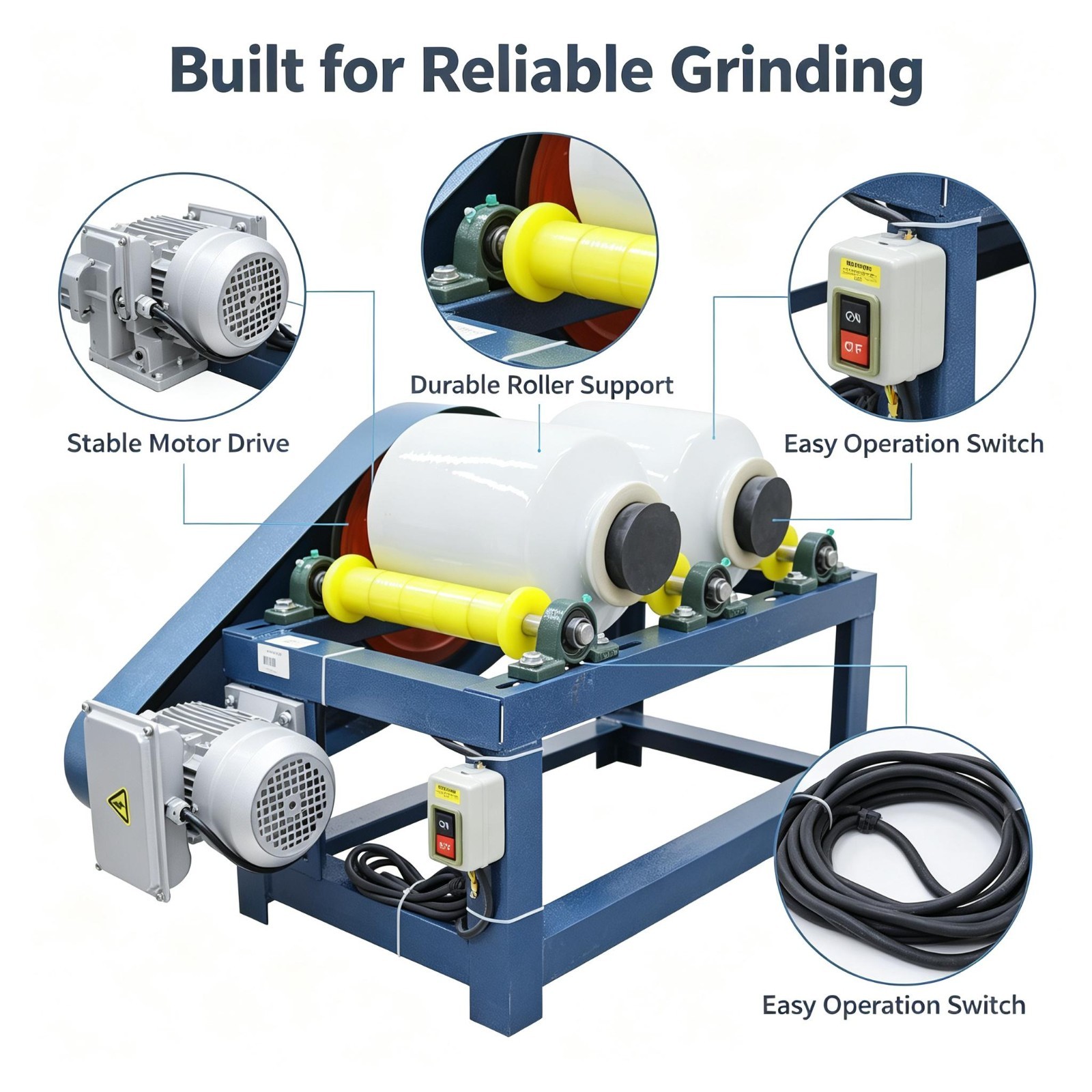 220V Small Lab Ball Mill Full Rubber Roller Glaze Quartz Sand Enamel Grinding