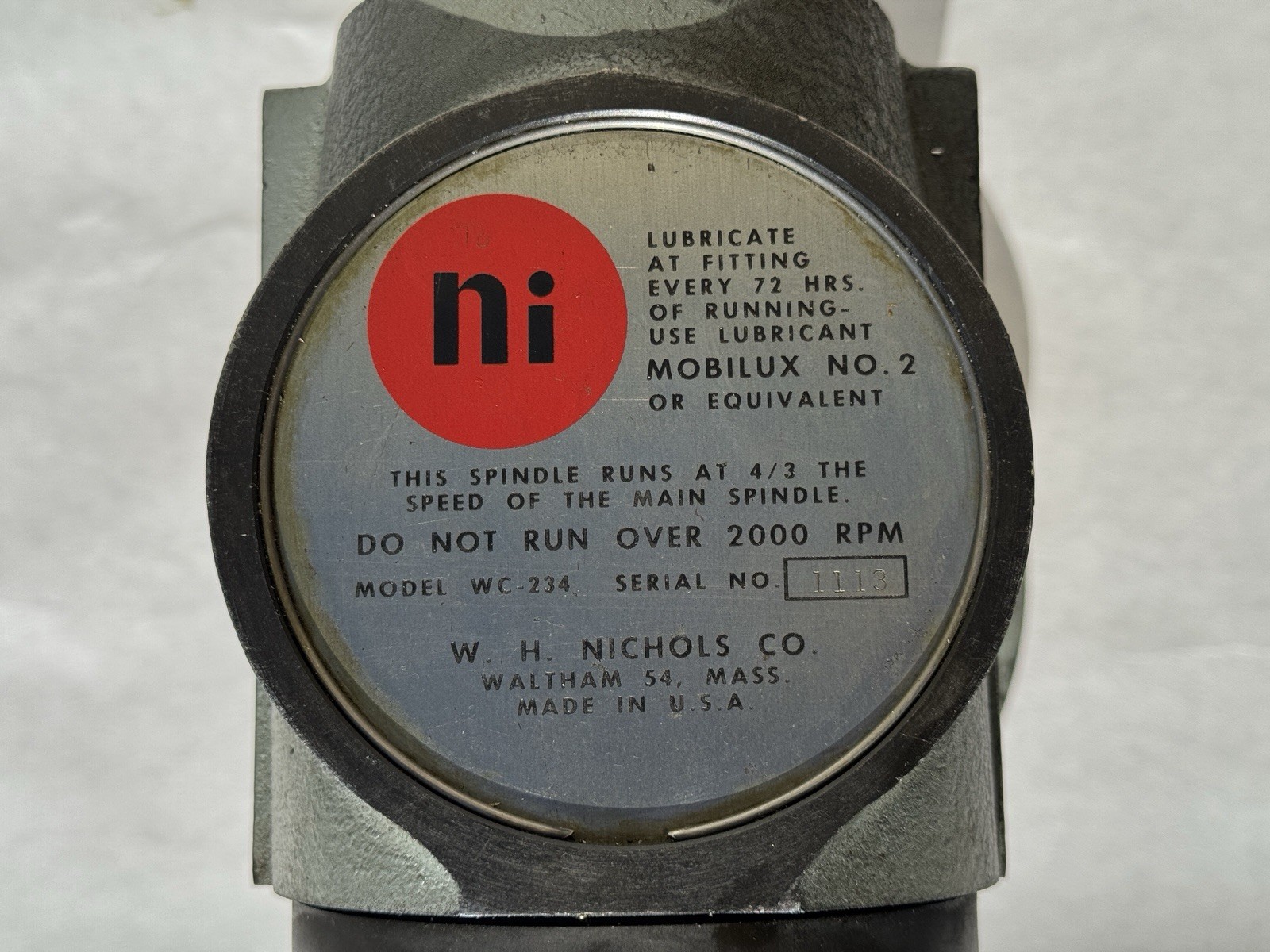 W. H. Nichols Co. Vertical Milling Attachment 40 Taper NOS