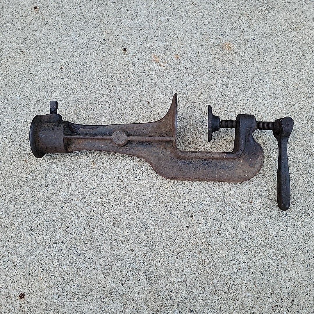 Vintage Unbranded Hand Crank Clamp On Tool Holder Crimp Burring Beading Rolling