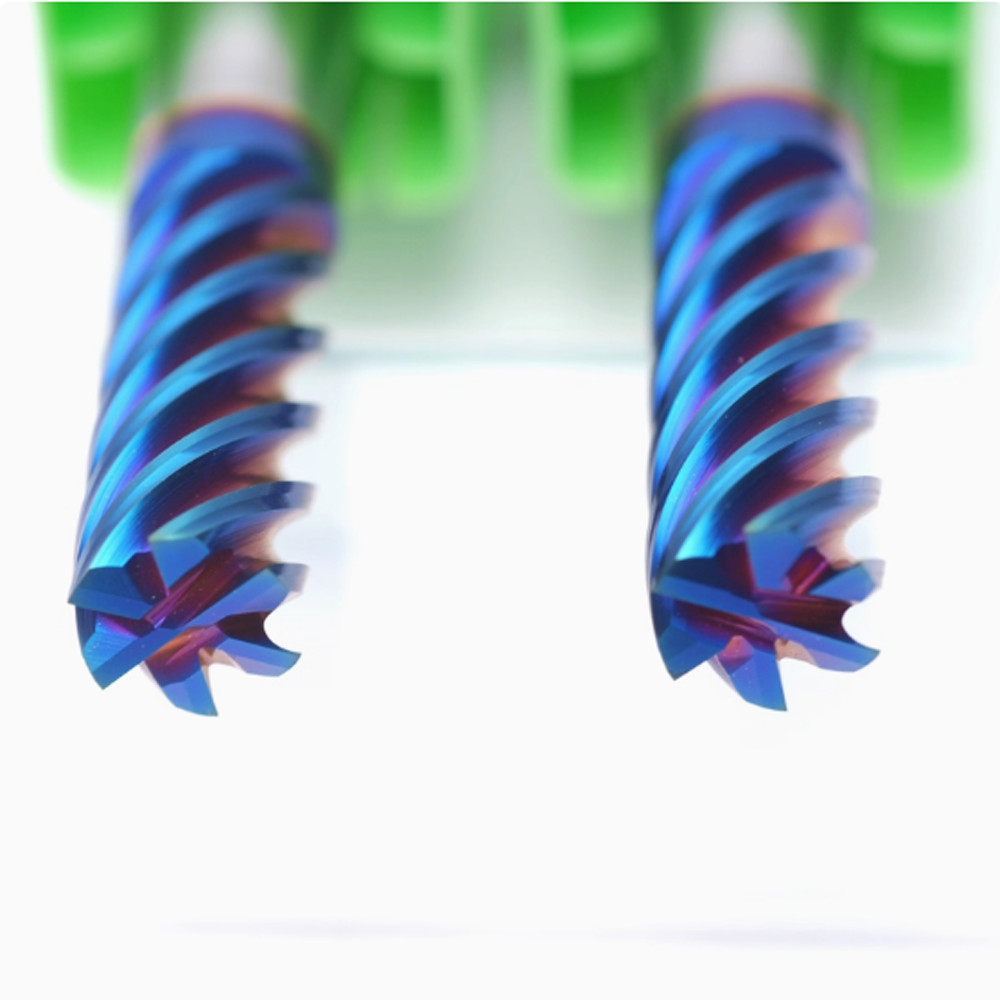 6 Flute 3mm-12mm Carbide End Mill CNC Milling Cutter HRC68 Nano Blue Coating