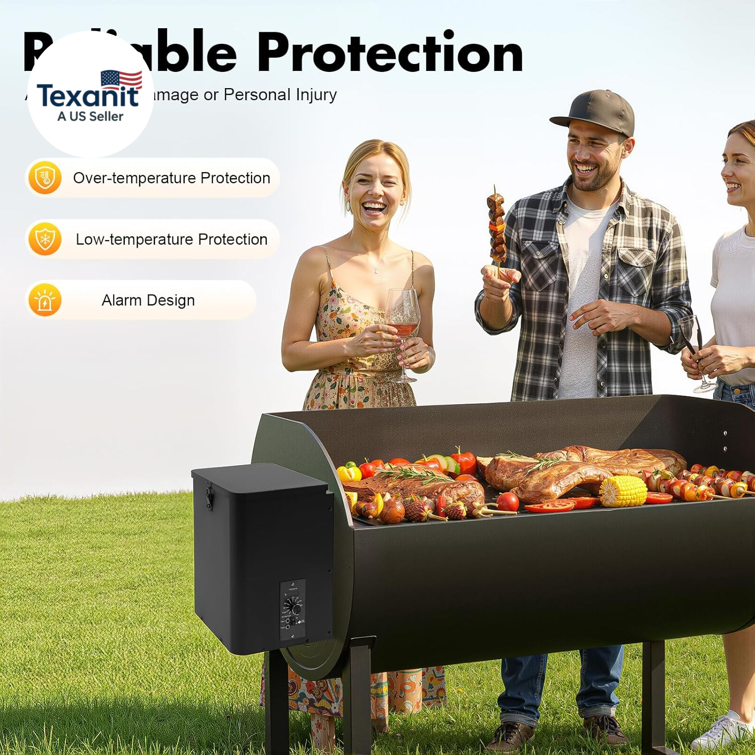 120V Pellet Smoker Hopper Assembly Kit with Digital Temperature Controller, Elec