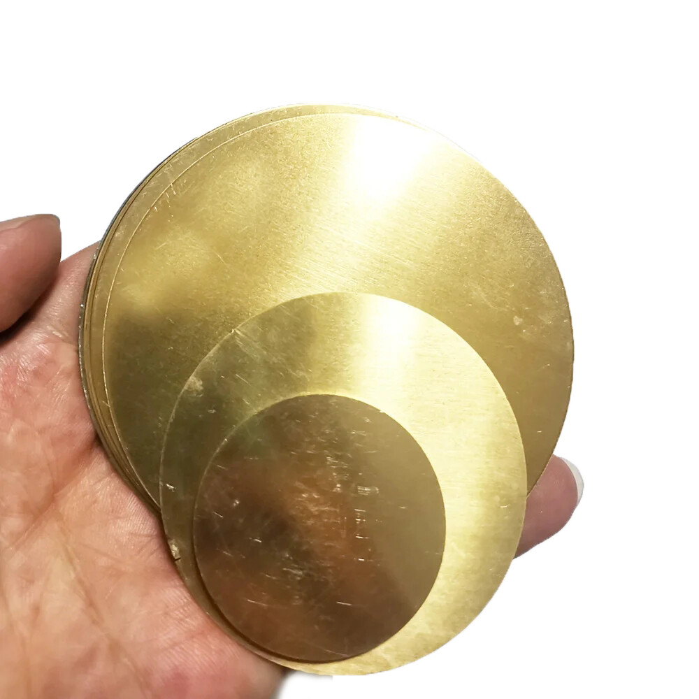 1pcs H62 Brass Discs Flat Round Sheet Wall Dia 50/60/80/100mm Thick 0.5/1/2/3mm