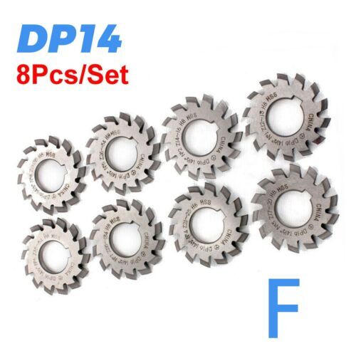 8PCS HSS 14.5° Involute Gear Cutters PA14-1/2 DP8 DP10 DP14 DP16 DP20 DP22 DP24