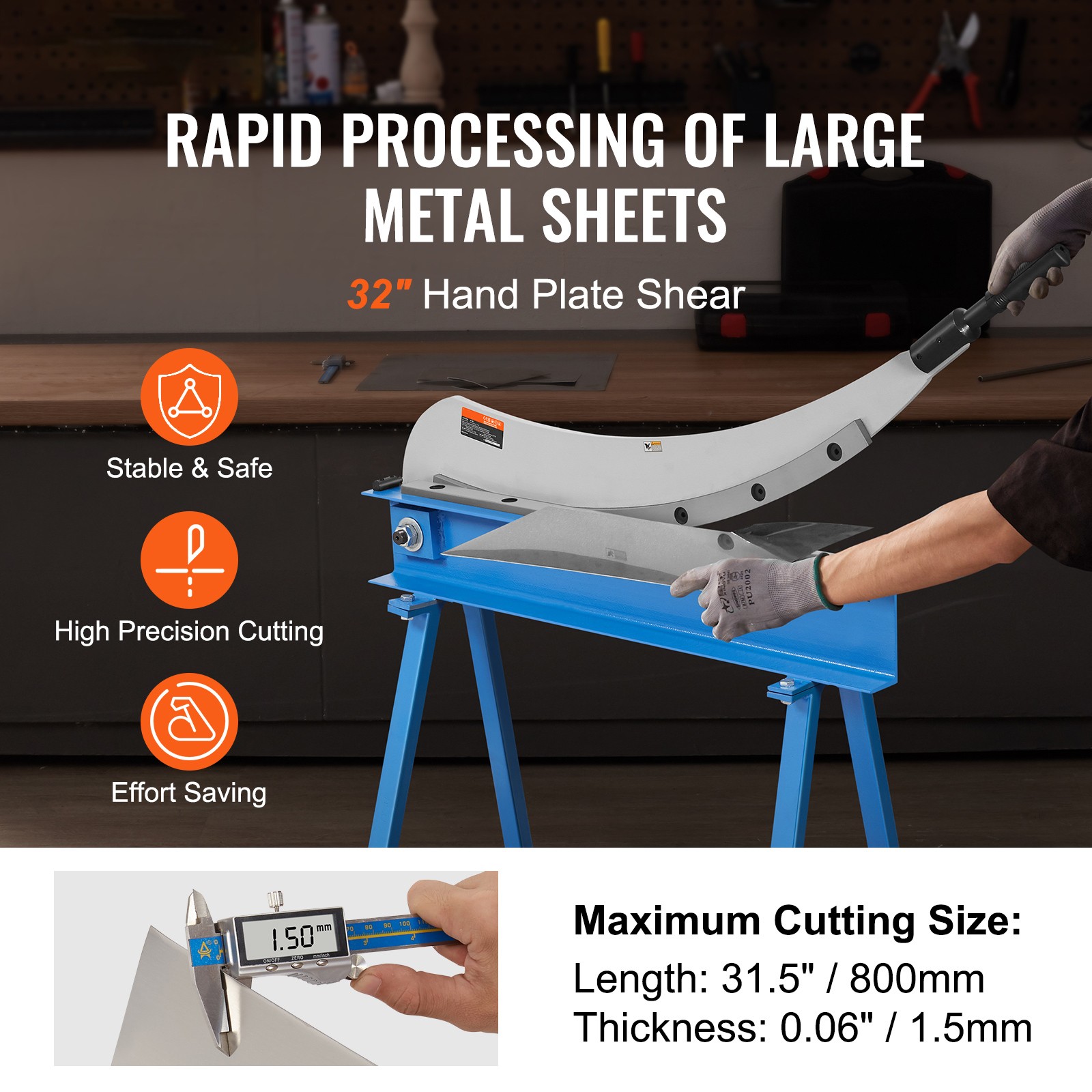 Uimoso 32″Manual Hand Plate Shear Machine for Metal Sheet Cutting and Processing